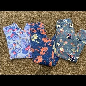 Lularoe bundle of three pair pairs Disney leggings one size